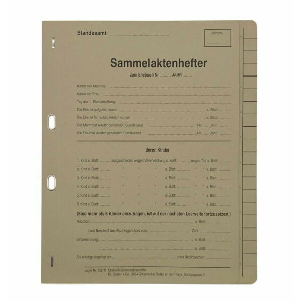 Sammelaktenhefter zum Ehebuch 022 11