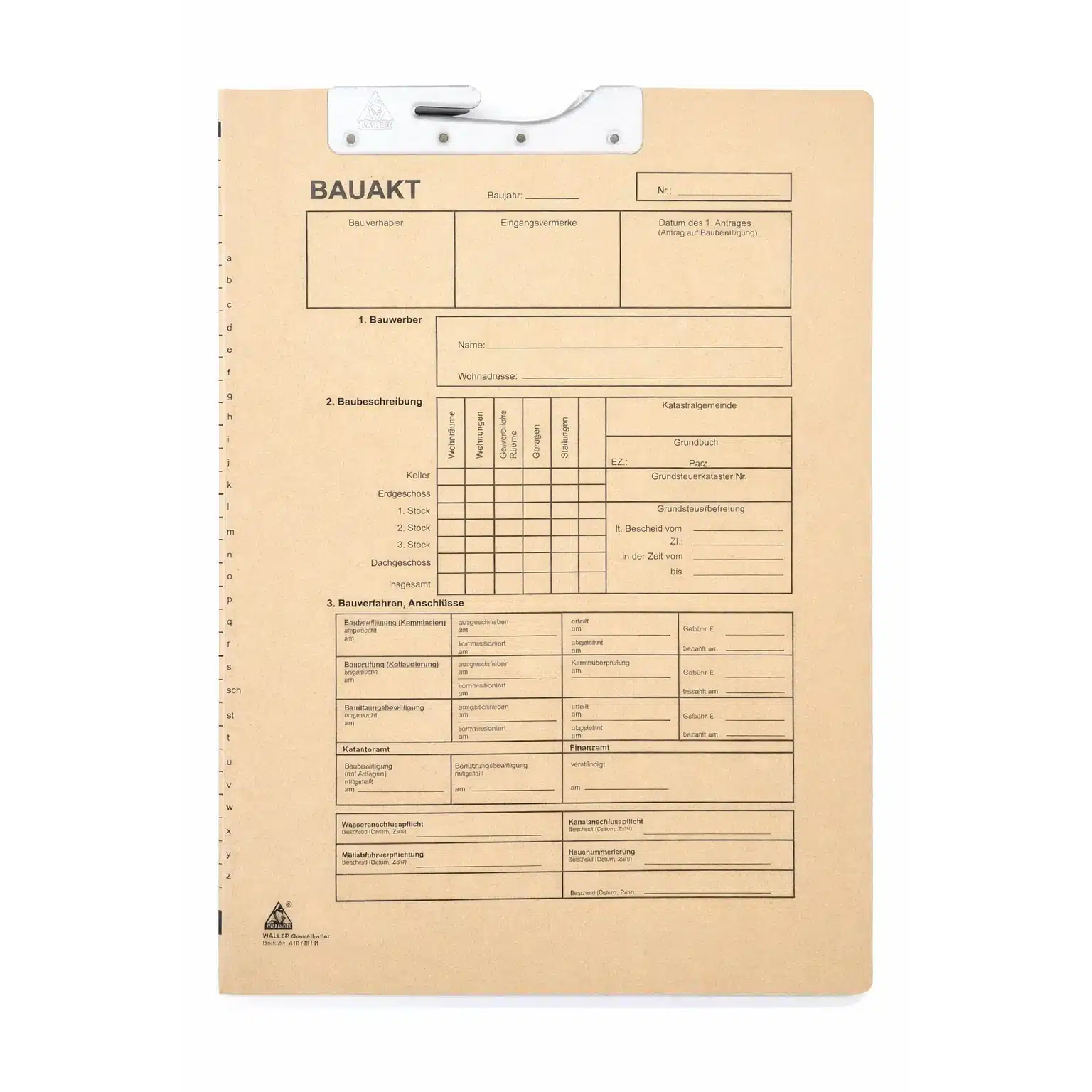 WÄLLER Bauakthefter, 20 mm, Linksheftung 420/B/L 1 WÄLLER Bauakthefter